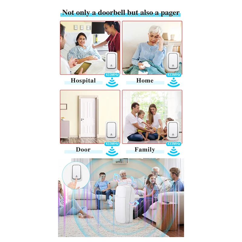 ABGN беспроводной дверной звонок без батарей водонепроницаемый уличный кинетический звонок с автономным питанием кнопка дверной звонок для собак кольцо колокольчики