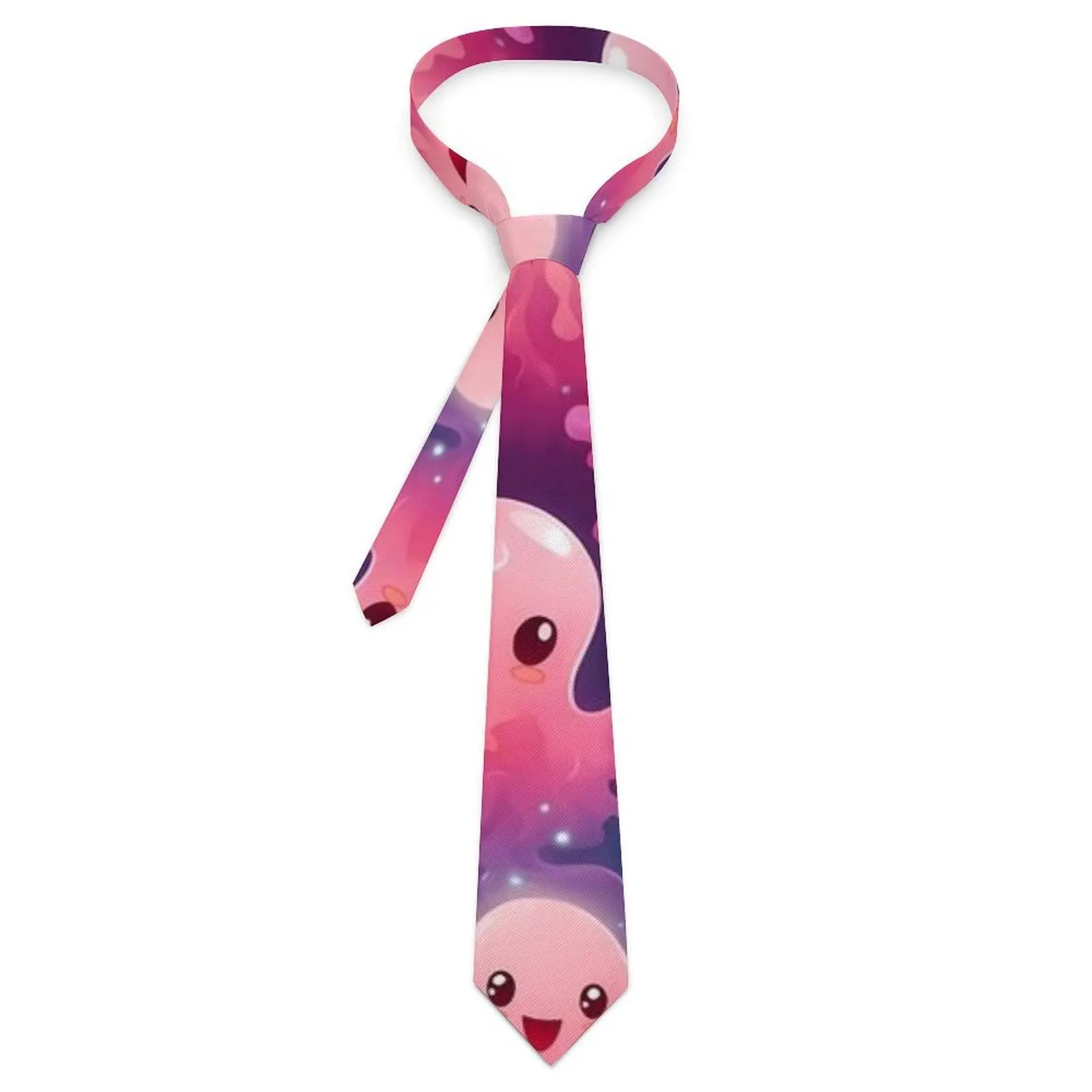 

Mens Tie Pink Ghost Neck Ties Funny Halloween Retro Trendy Collar Tie Graphic Wedding Quality Necktie Accessories