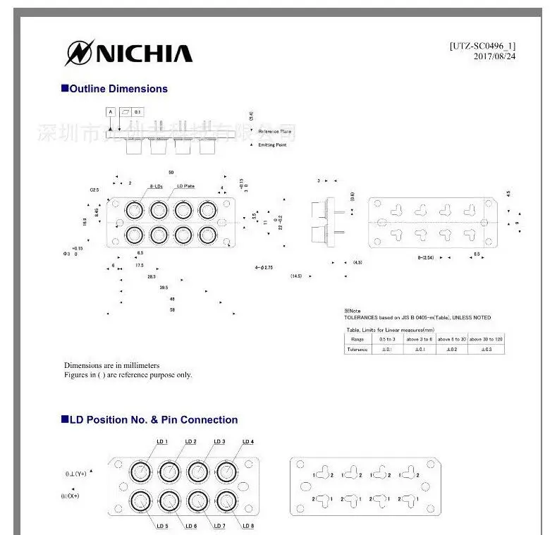 NICHIA NUGM03T 녹색 레이저 다이오드 고출력, 9mm, 525nm, 520nm, 1W, 신제품