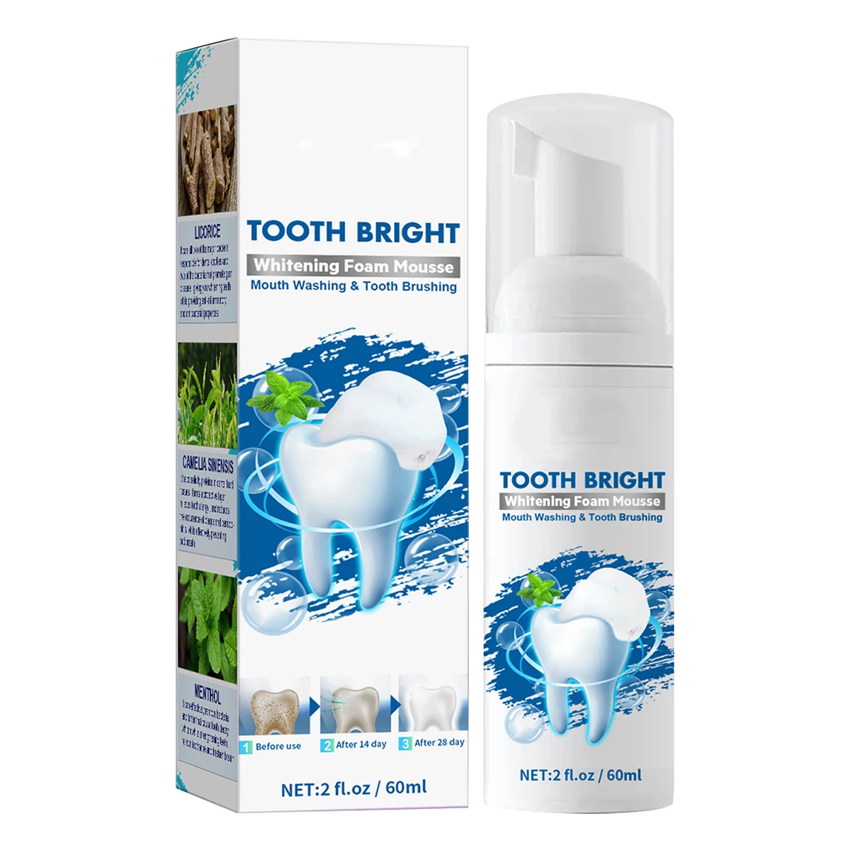 

Whitening Mousse Toothpaste Mouth Washing 60Ml Home Use Easy Simple Cleaning Teeth Brushing Oral Mousse Lightweight Convenient