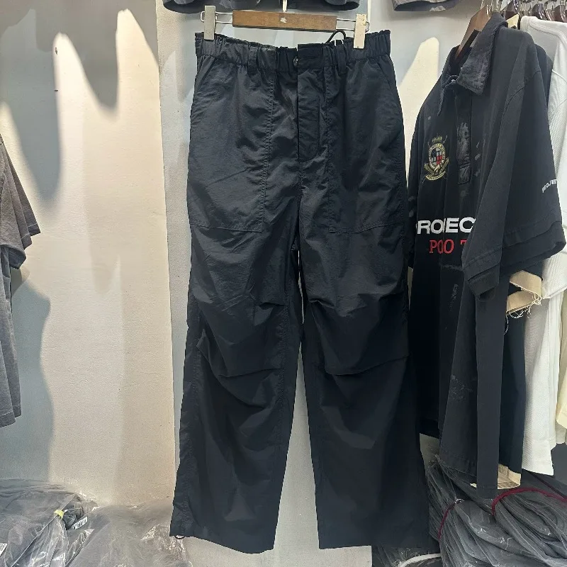 Original Trendy Brand Men's Loose Multi Pocket Drawstring Button Loose Straight Tube Workwear Casual Cargo Pants