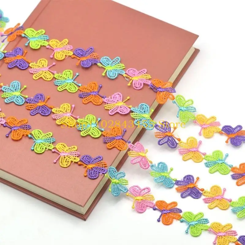 49MC 15 jardas coloridas para fita guarnição renda borboleta apliques bordados costura DIY