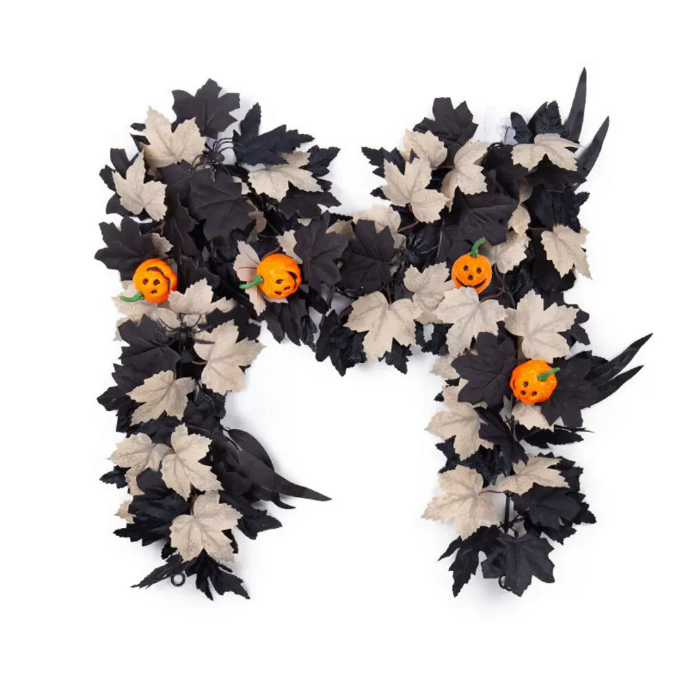 

Black Halloween artificial foliage leaf garland 175cm wallmounted plastic indoor autumn fall and Thanksgiving decoration