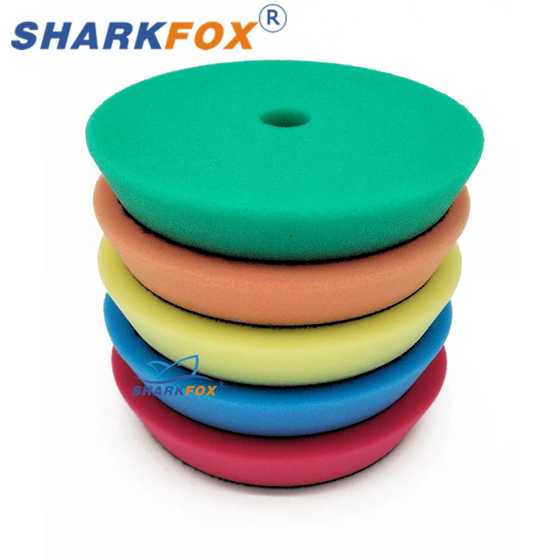 Sharkfox-esponja pulidora para coche, almohadillas de encerado, Kit de pulido para barco y coche, rueda pulidora, elimina arañazos, 5/6 pulgadas