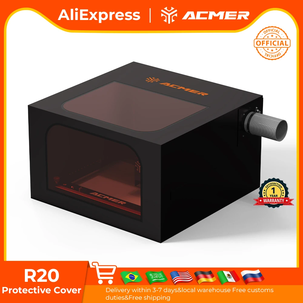 

ACMER R20 Laser Engrave Machine Enclosure Laser Protection Vent Fireproof and Dustproof Protective Cover For laser engraving