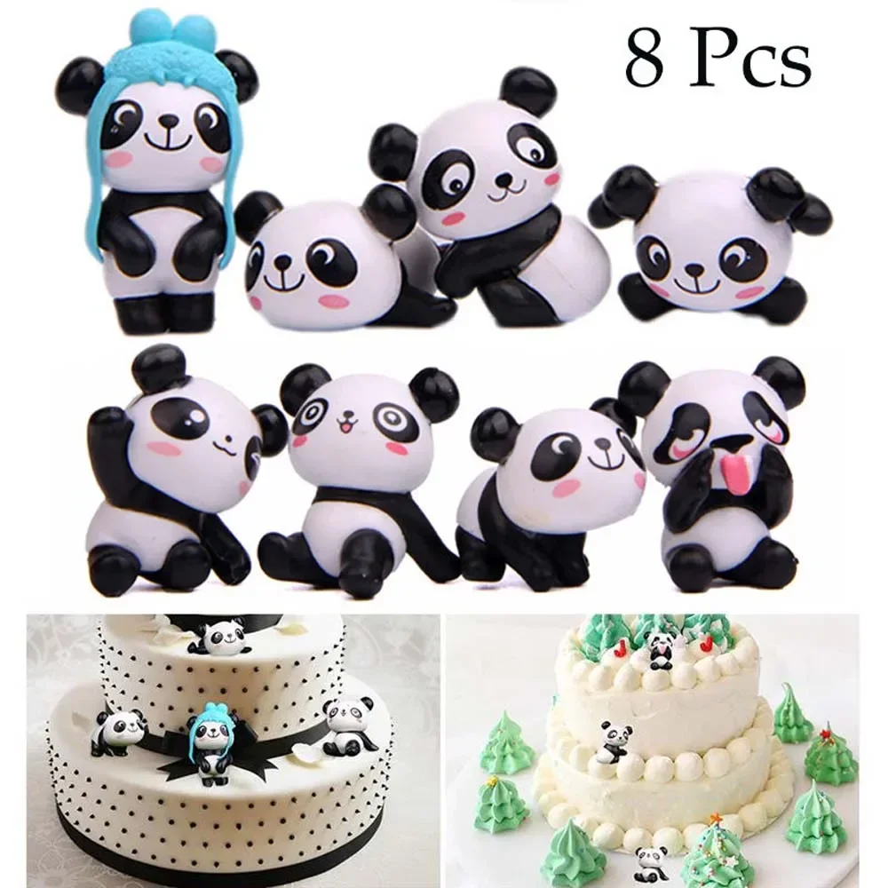 8pcs Cute Artificial Giant Panda Figurines Miniatures Mini DIY Ornament Fairy Ggarden GnomeHome Decoration Microscopic Landscape