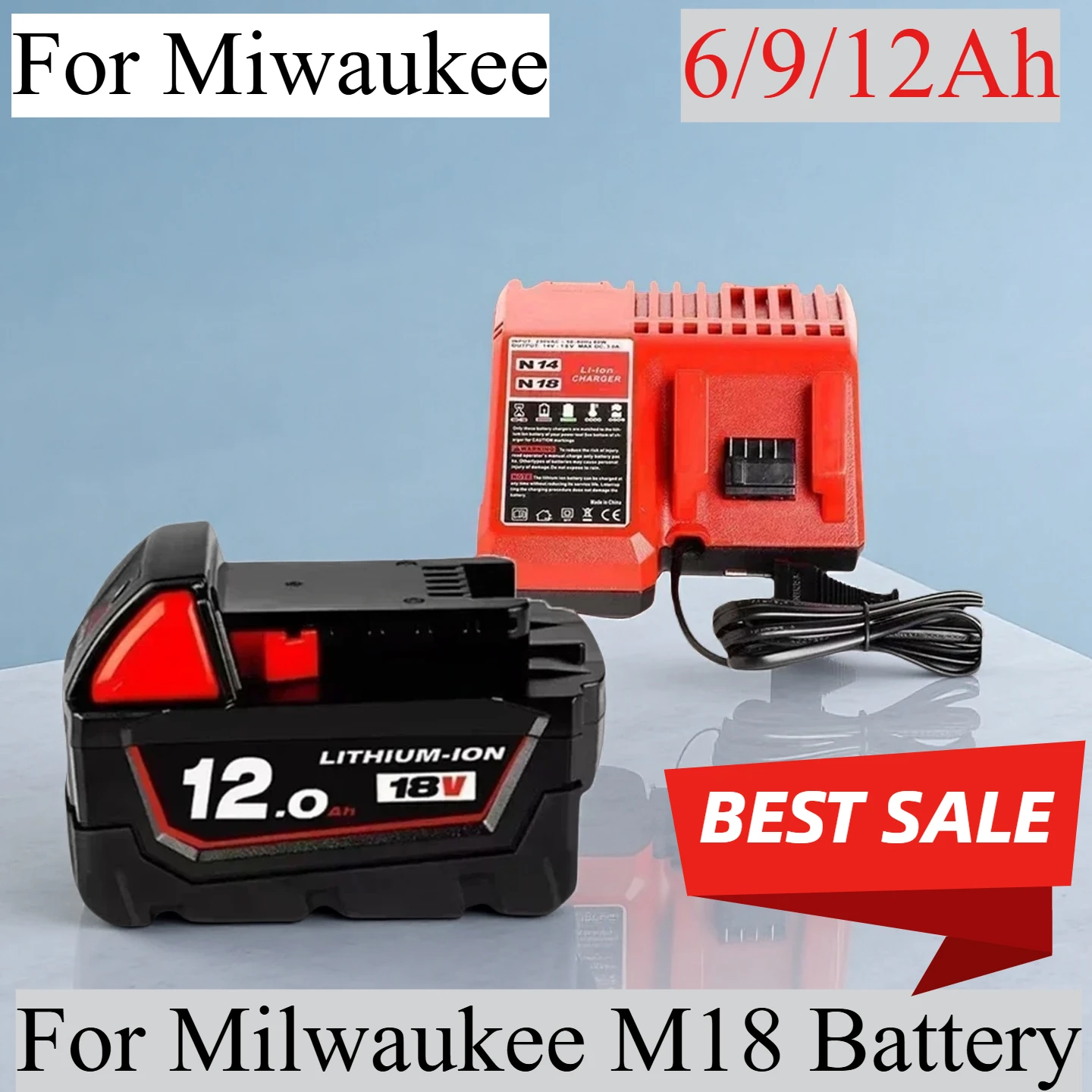

48-11-1850 M18B5 M18HB8 9Ah/12Ah High Lithium 18650 Battery For Milwaukee M18-18FC High Speed Charger Tool Battery