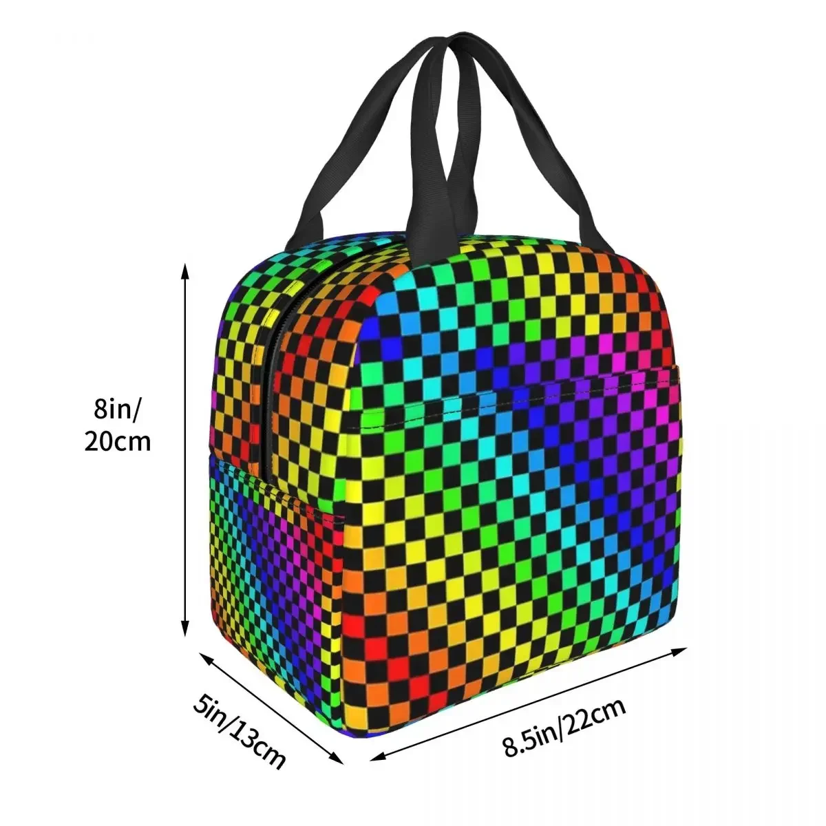 Изолированные сумки для ланча в клетку с радугой, водонепроницаемые сумки для пикника, термоохлаждающий Ланч-бокс, сумка для ланча для женщин, для работы, для детей и школы