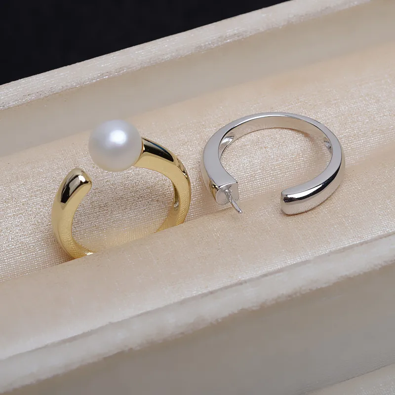 S925 Sterling Silver Adjustable Finger Ring Mountings Base Setting Findings Jewelry Mount Accessories for 5-10mm Pearls 3pcs/lot