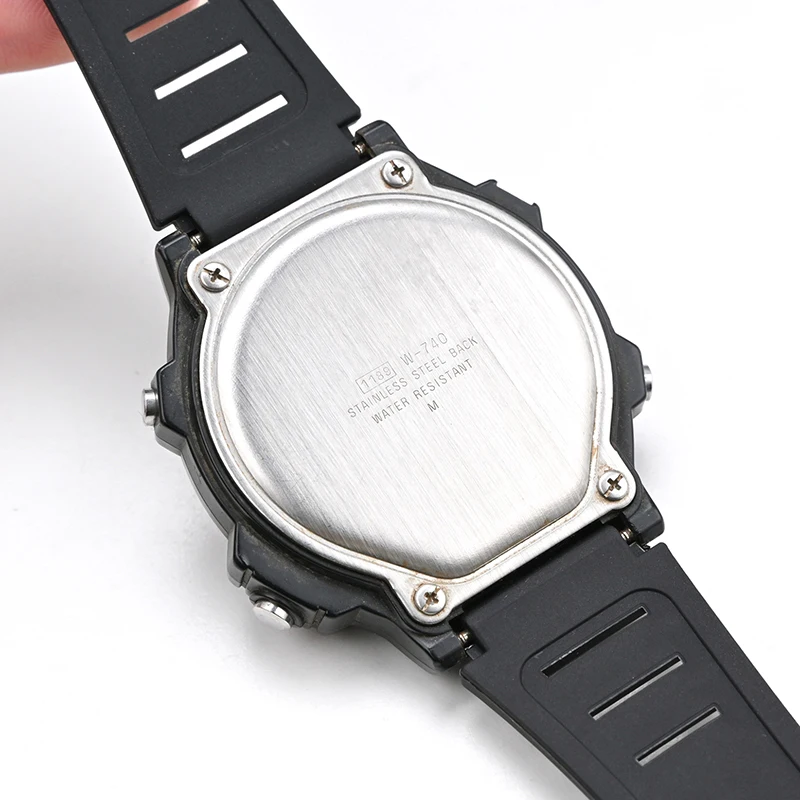 Für Casio W-740 Harz-Uhrenarmband, wasserdichtes Armband, Herren- und Damenarmband, 19 mm Gummi-Armband, Ersatz von Zubehör