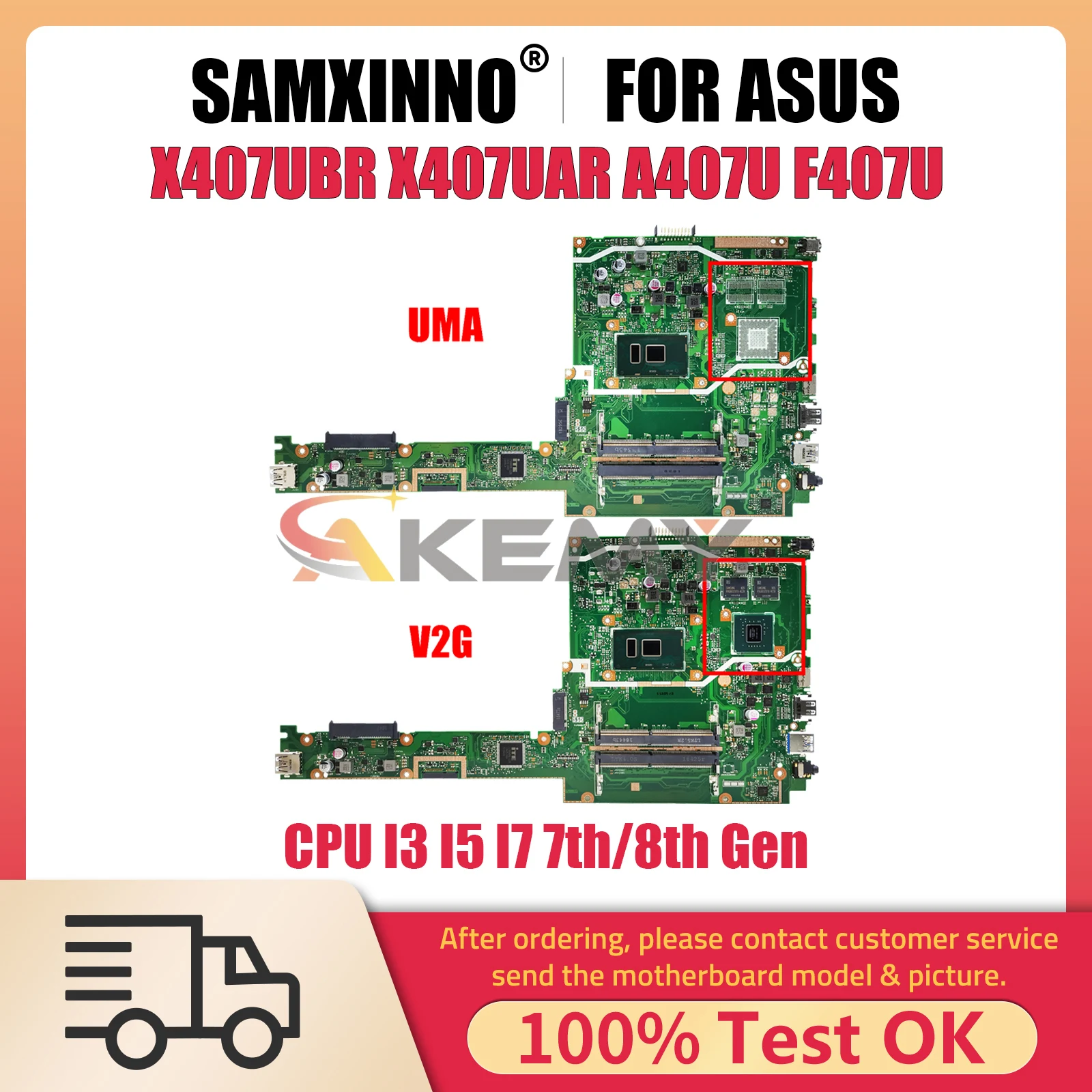 

X407UBR Notebook Mainboard For ASUS X407UAR A407U F407U X407UF Laptop Motherboard CPU I3 I5 DDR4 100% TEST OK