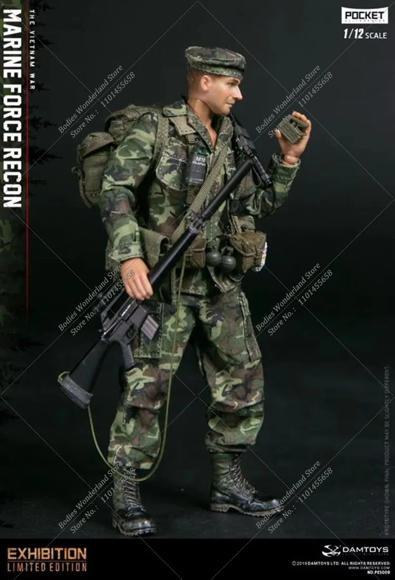 DAMTOYS DAM PES009 1/12 Scale Collectible Vietnam War Marine Force Recon 6 inches Mini Solider Action Figure Model Toys