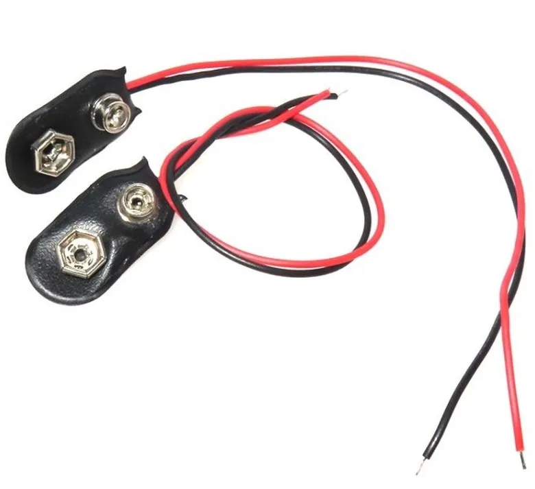 BJTOUS 9V Battery Connector Clip T / I Style Soft Shell Connection Red Black Cable Wire Lead Holder Adapter 100PCS