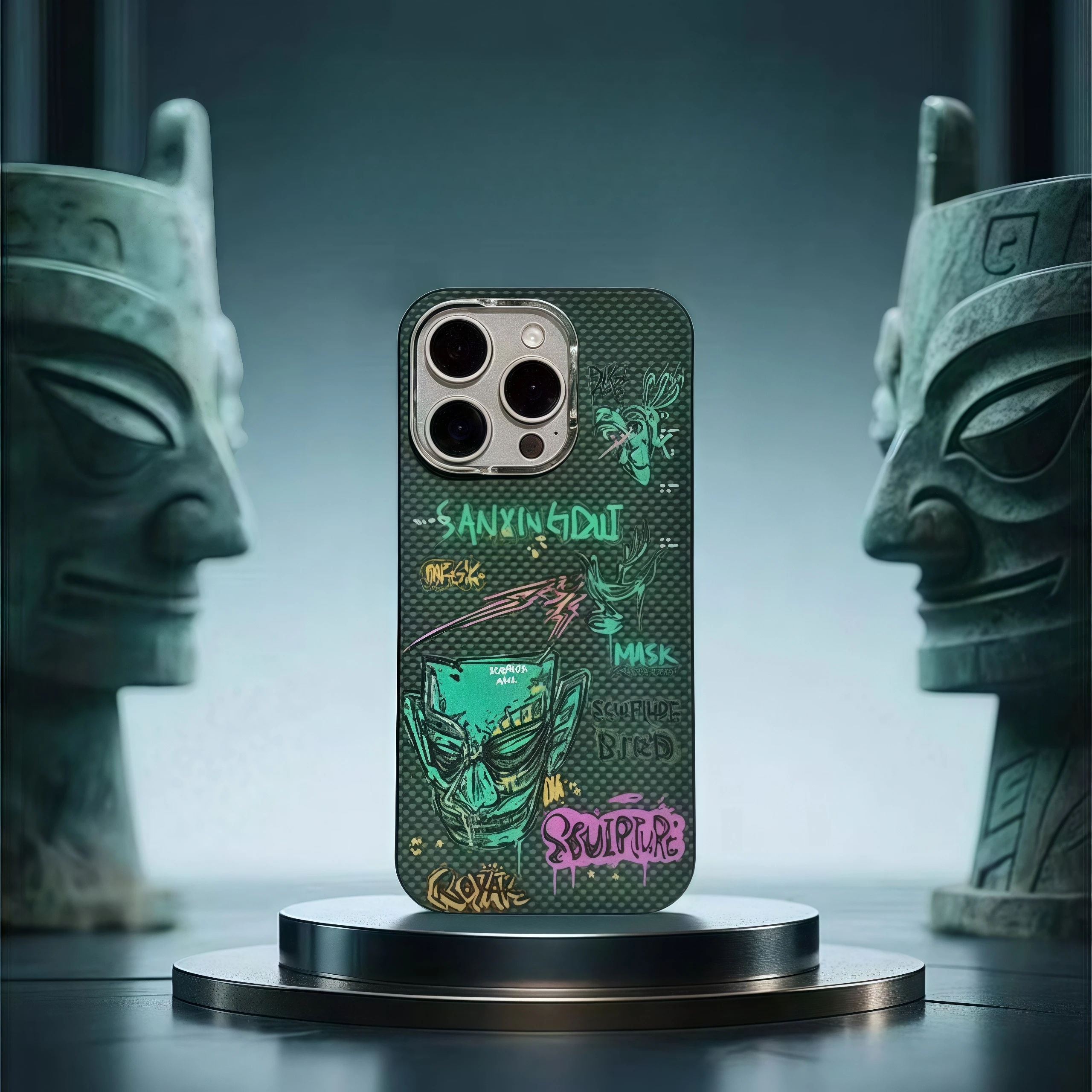 

Sanxingdui Deluxe чехол MagSafe с беспроводной зарядкой из углеродного волокна для iPhone Pro/Pro Max, тонкий чехол из кевларового арамида 16 Pro Max