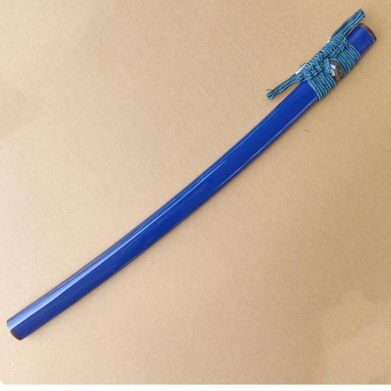 Custom High Quality Wooden Scabbard Of Japanese Sword Saya, Sheath, Painting Blue Color, Grey Buffalo Horn,76CM