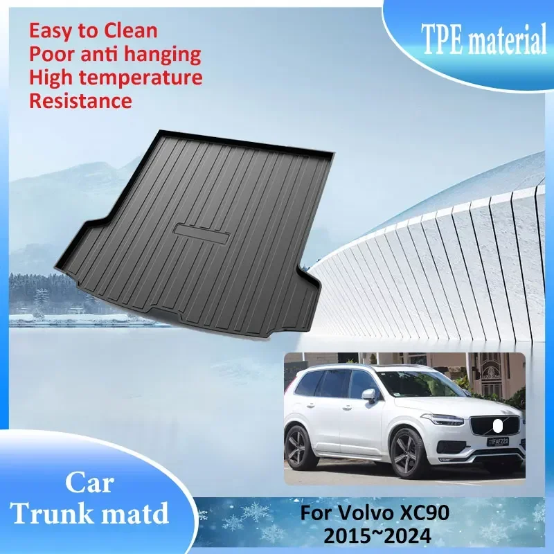 

For Volvo XC90 2015~2024 TPE Material Trunk Mat Rear Cargo Liner Waterproof Protector Storage Pad Car Anti slip Auto Accessories