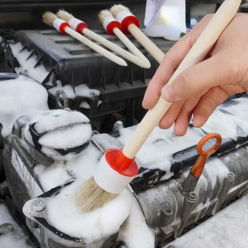 

Car Detail Brush Cleaning Brush For Air Outlet Engine Air Conditioner Cleaning Round Head Wooden Soft Brush Tool
