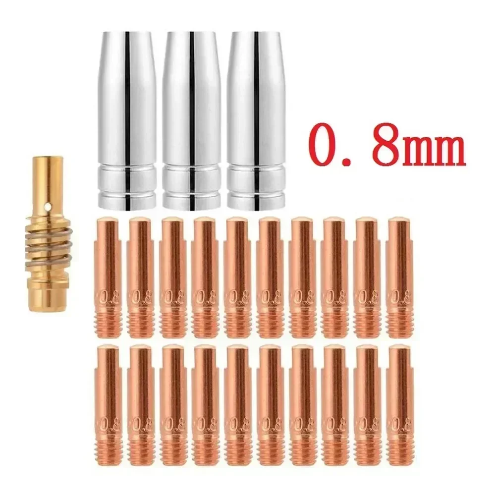 24PCS MB15&M6 MIG Welding Kit 0.6/0.8/1mm Contact Tips Shroud Nozzle Holder Spares 14AK 15AK Torches For SIP Welding Equi