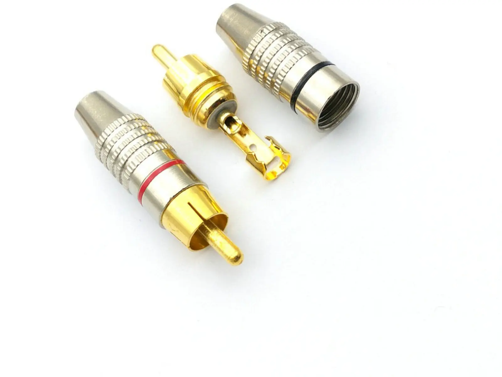 Adattatore placcato oro del connettore maschio Audio della spina RCA di saldatura del metallo 100pcs