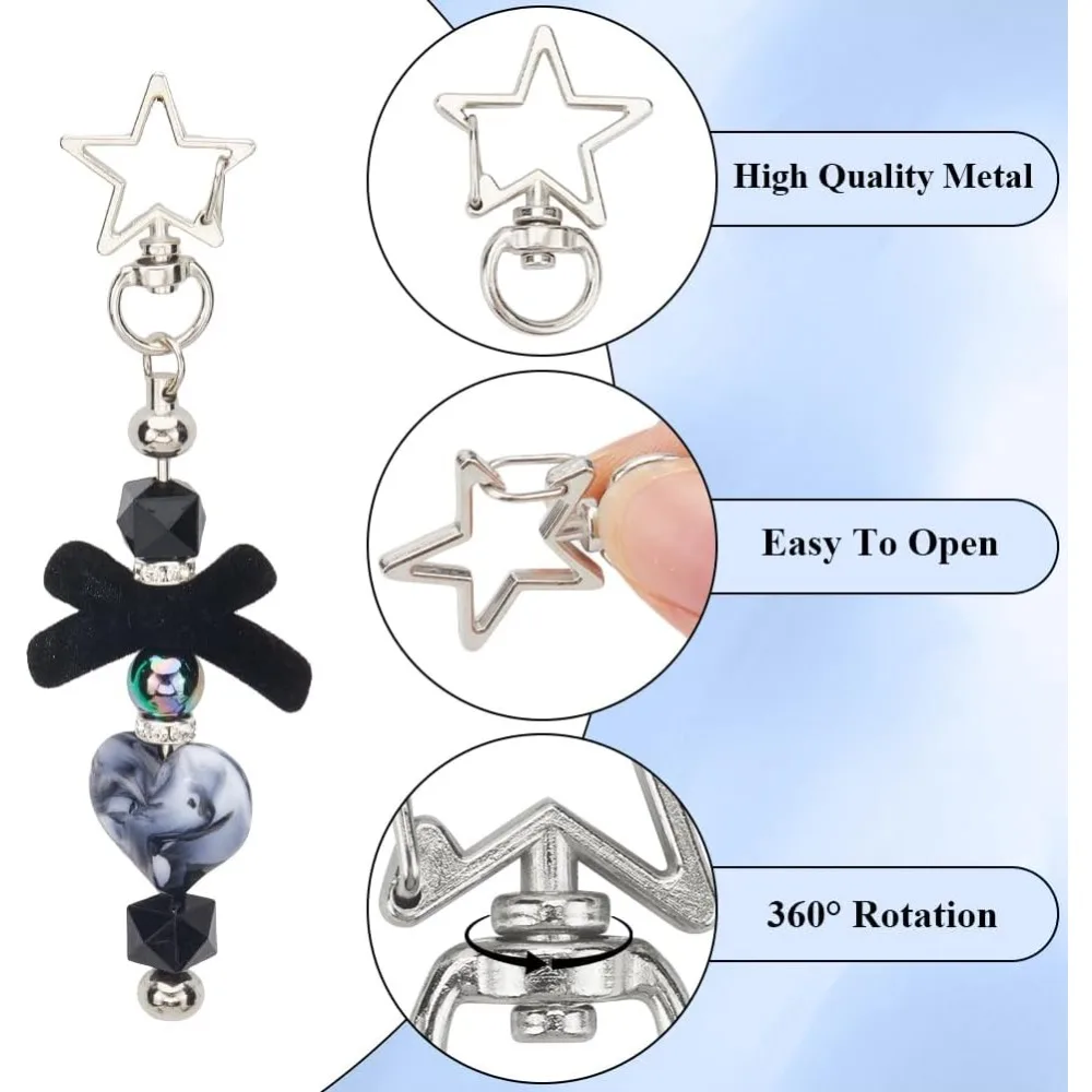 40Pcs Swivel Lobster Clasp Silver Keychain Trigger Clasp Bulk Star Heart Shape Swivel Snap Hook Keychain Clip Alloy Spring kit image 6