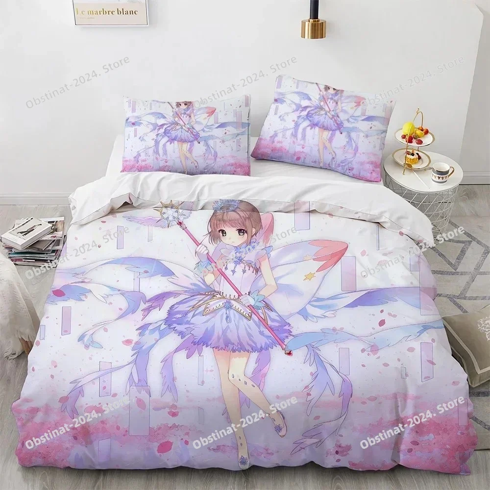 

Anime Cardcaptor Sakura Bedding Set Print single Comforter Quilt Bed Cover Duvet Cover Pillow Case 3 Pieces Sets Kids Adult Size