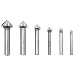 HSS 90-degree three-edge natural color full grinding chamferer woodworking milling cutter spot facer hole opener tool set