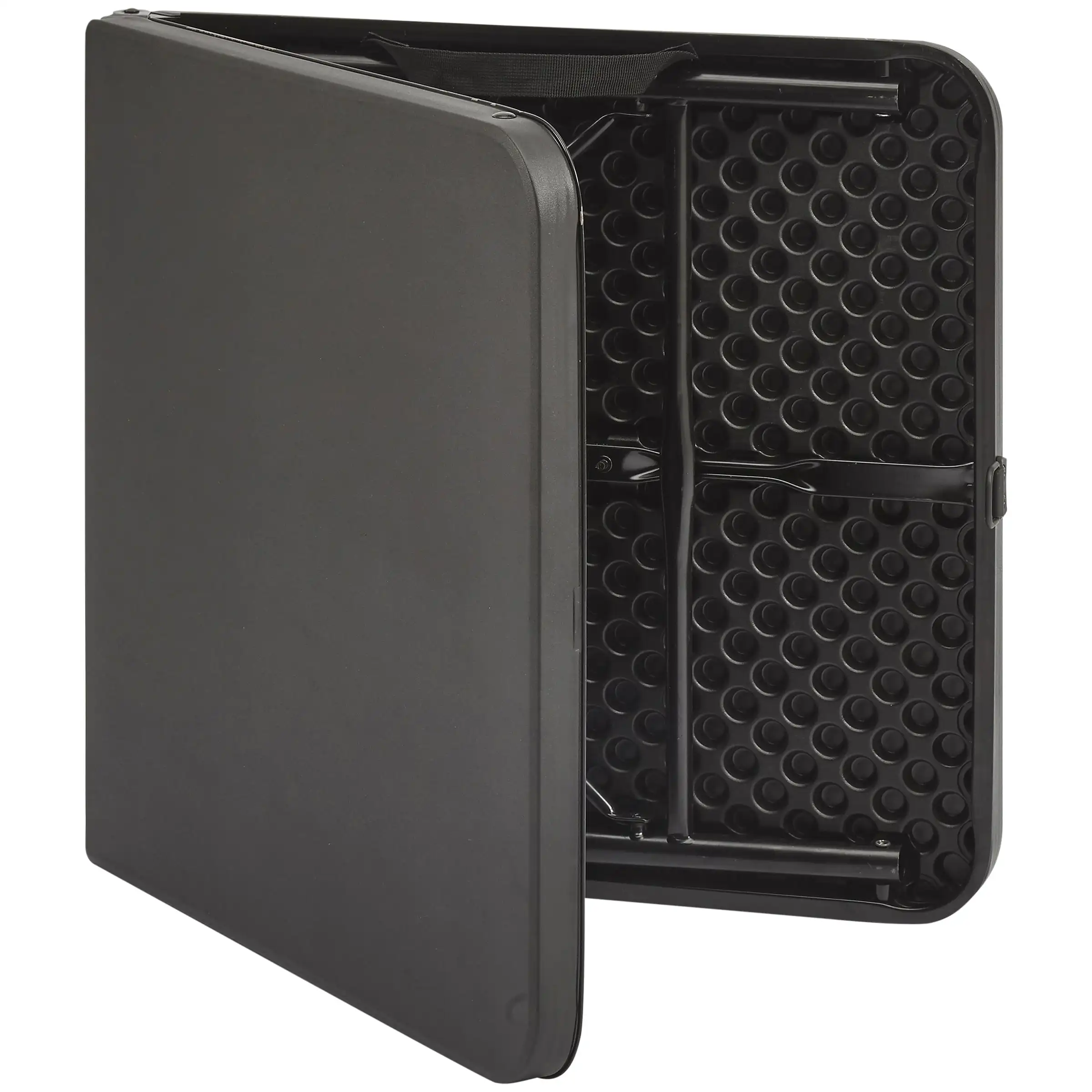 Mainstays 40"L x 20"W Plastic Adjustable Height Fold-in-Half Folding Table, Rich Black