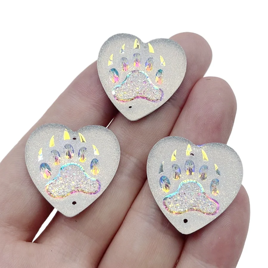 New shiny white AB 25mm Bear Claw Resin Rhinestone Flat Back scrapbook diy Jewelry Indigenous earrings with charm decor