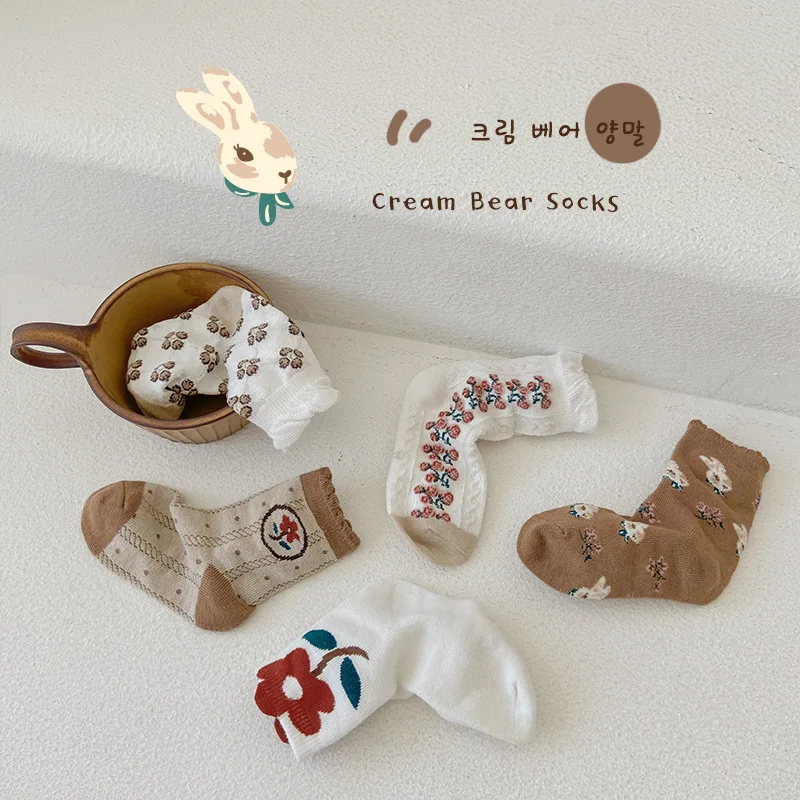 5 Pairs Kid Socks Girls Boys Soft Cotton Socks Spring Autumn Winter Infant Toddler Baby Claf Socks