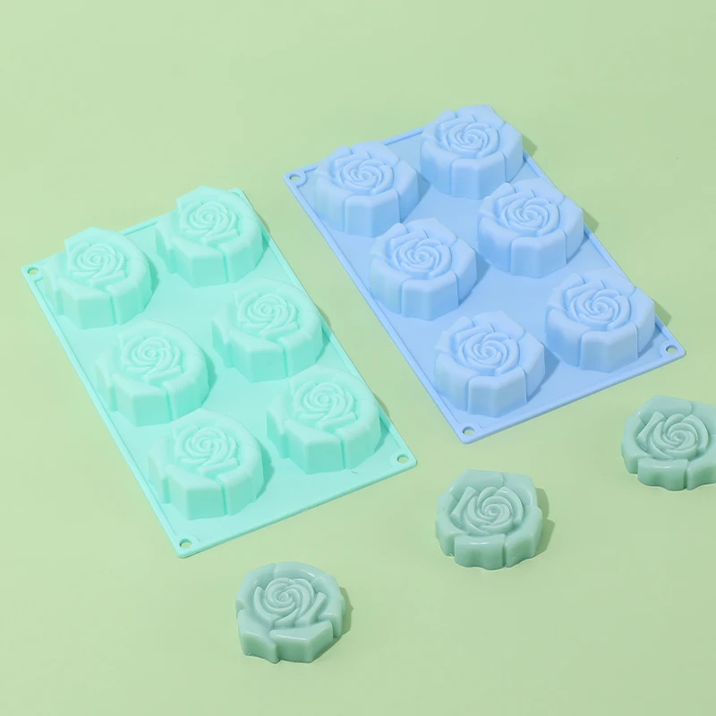 Silicone Mold Rose Flower Shaped Chocolate Mold 6 Cavity baking Fondant Dessert Flower Cake Decorative Baking Tool Ice Tray