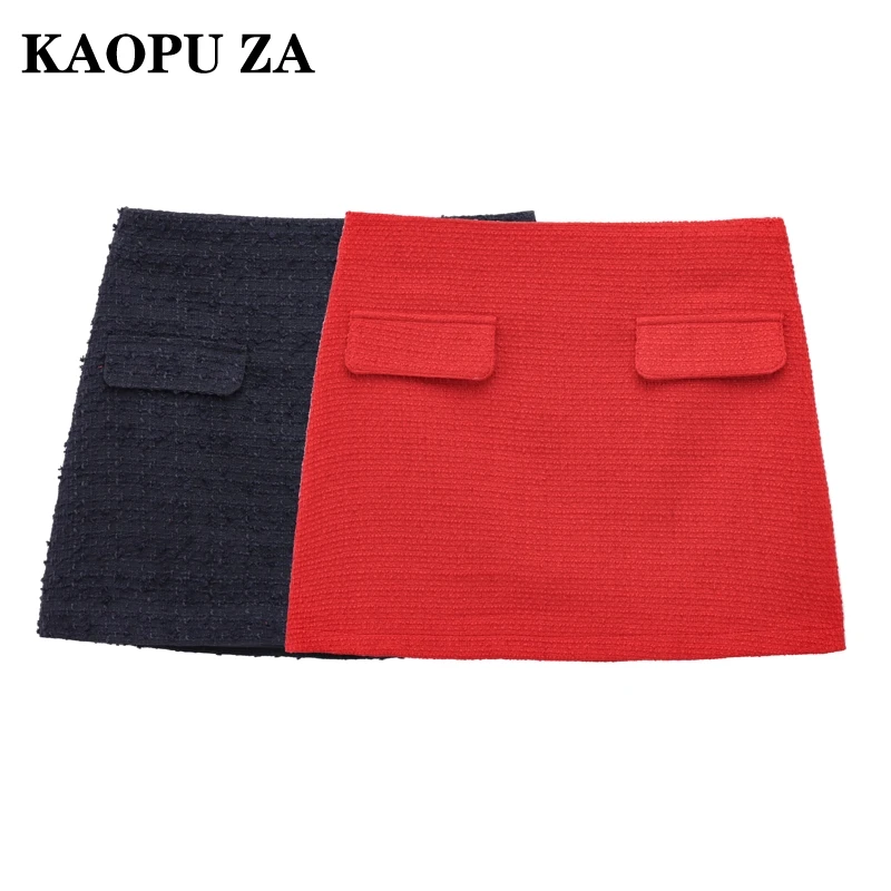 KAOPU ZA 2025 Autumn Wear Woman's Casual Bottoms Mini Skirt Streetwear Spring Lady Short High Waist Ruffles Regular Fit Pockets