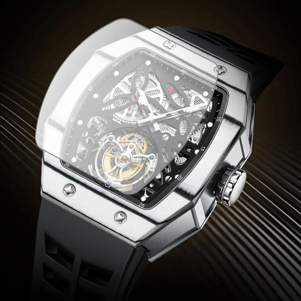 AESOP Tourbillon Movement Skeleton Watch For Men Luminous Luxury Sports Designer Mechanical Waterproof Watches Barrel Shape 2022