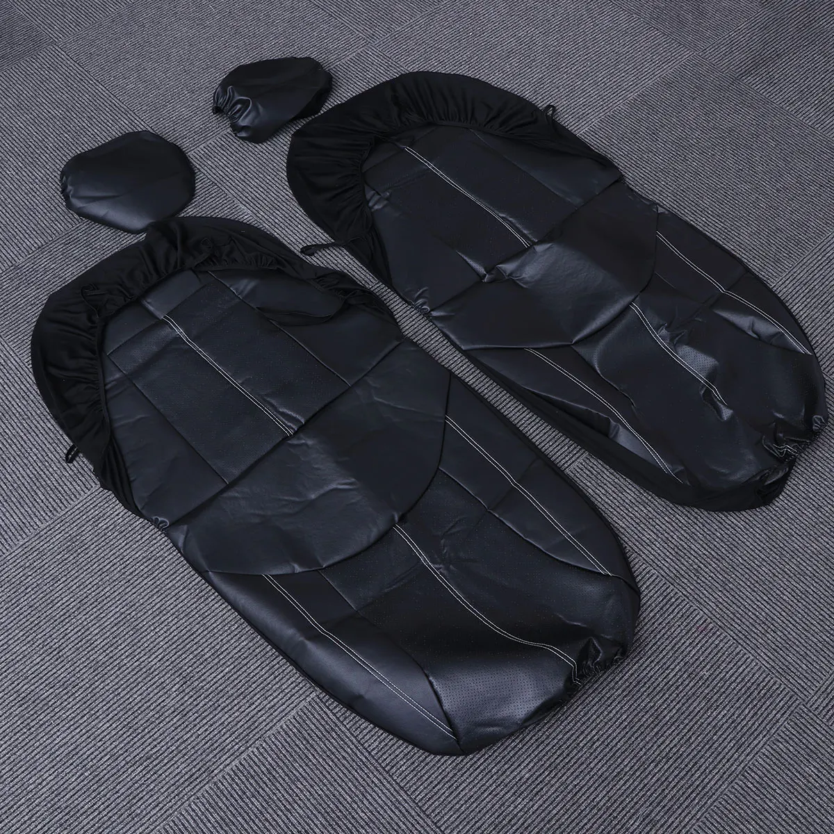 

2pcs Front Pu Car Covers Cushion Mats Black Durable Scratch Resistant Odor Free Easy Install Universal Fit Auto Interior