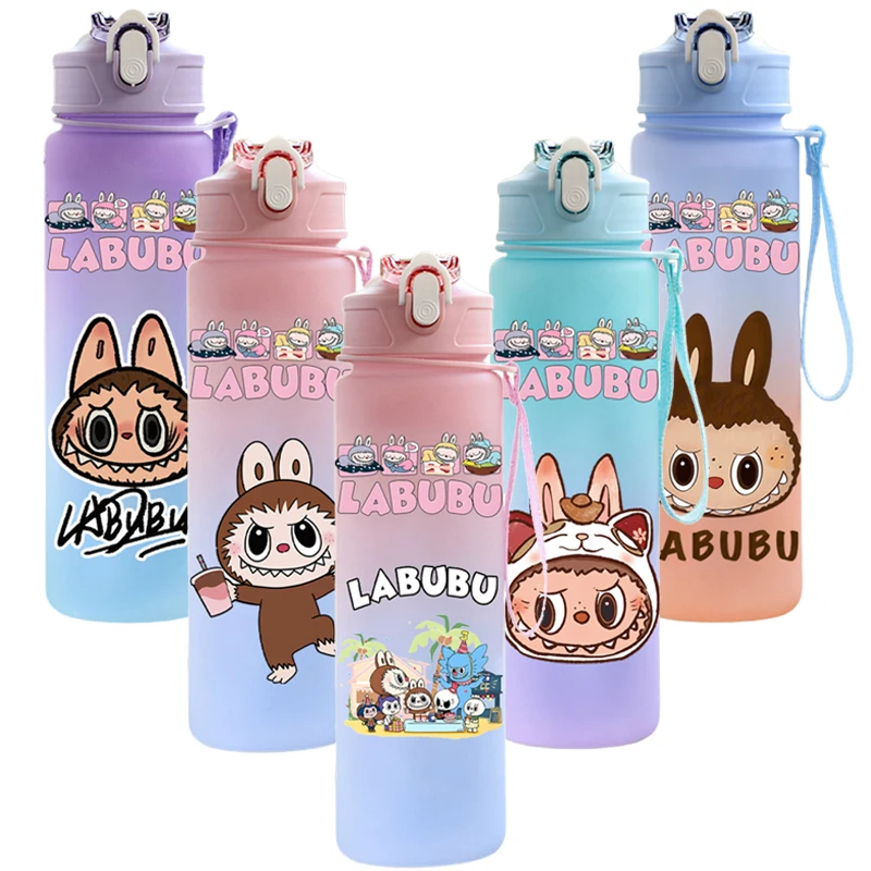Botella de agua con estampado de dibujos animados para adolescentes, taza de agua portátil para deportes al aire libre, gran capacidad, regalo para niños, 750Ml