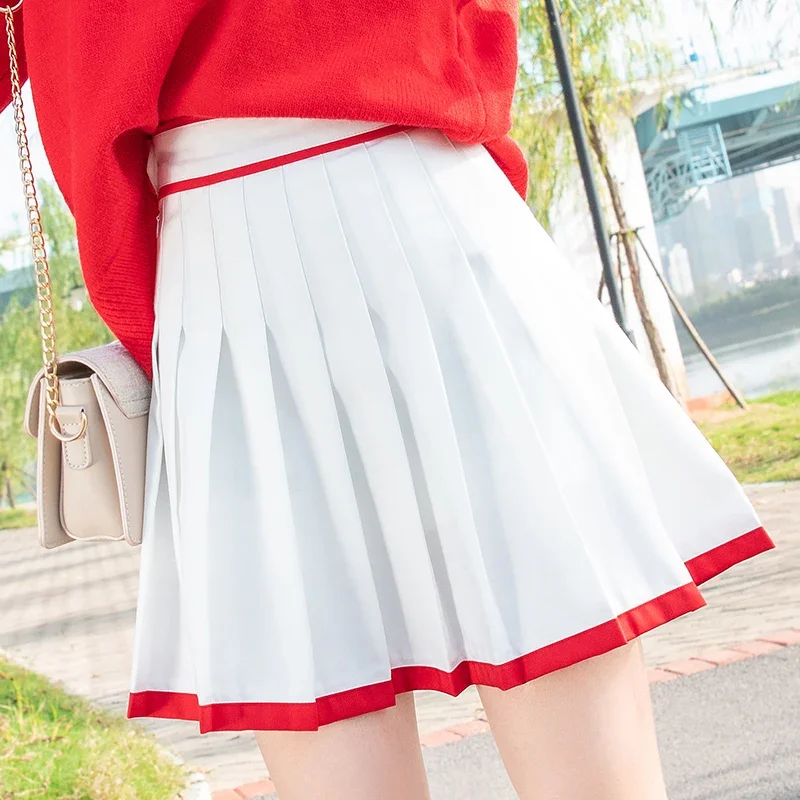 Harajuku Womens Summer Solid Pleated Skirt Sweet Mini High Waist A-Line Casual Street Hip-Hop student Short Skirts