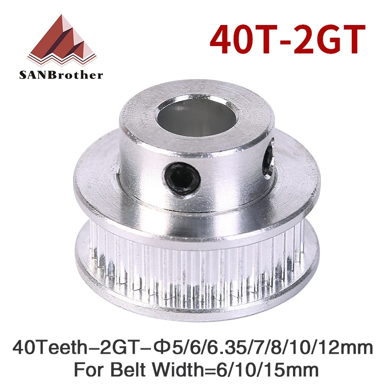 40 Teeth 2M 2GT synchronous Pulley Bore 5/6/6.35/7/8/10/12/14mm for width 6/10/15mm 2GT Timing Belt GT2 pulley Belt 40Teeth 40T