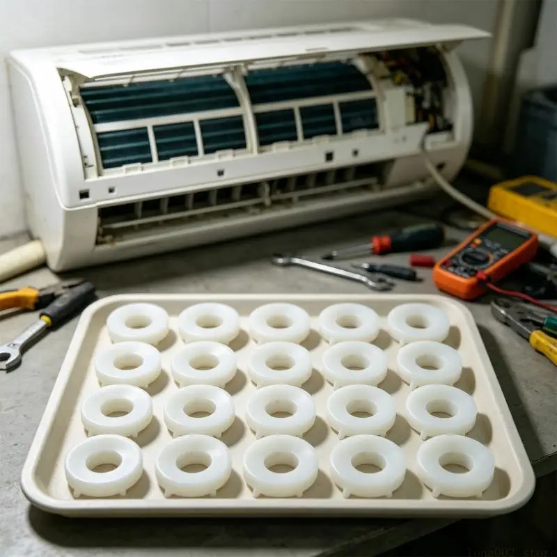 D0AB Cooling Service Connection Gasket Set, 20 Center-Open Sealing Parts for Air Conditioner and Refrigerator Maintenance