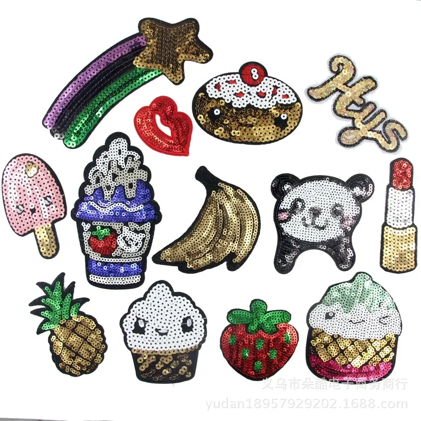 Lipstick Fruits Patch for Clothing Iron on Embroidered Sewing Applique Cute Sew On Fabric Badge DIY Apparel Accessories Y222