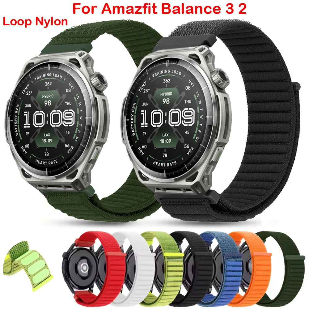 22mm Loop Nylon Watch Strap For Amazfit Balance 3 For Amazfit Balance 2 Cheetah 2 Ultra/Active Max/Ultra Braided Band Bracelet