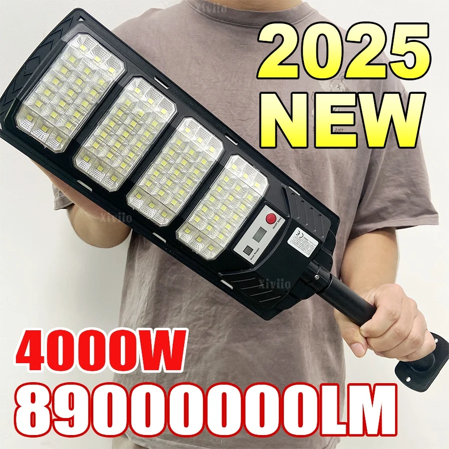 89000000LM 4000W/3000W Lampada solare a LED per esterni Potente sensore di movimento per esterni Lampada solare IP67 Lampada da parete da giardino impermeabile