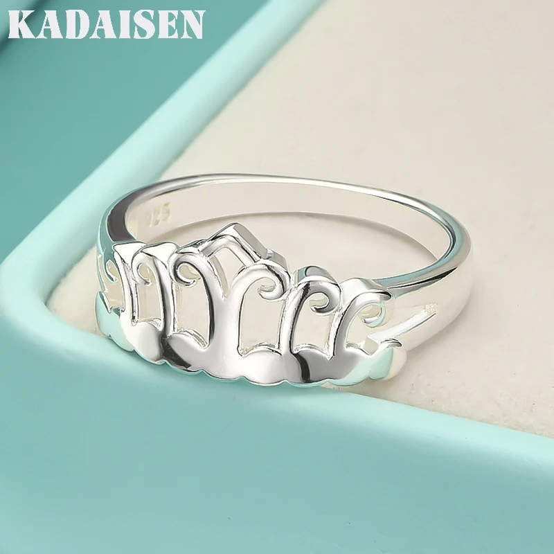 

925 Sterling Silver Crown 7-10# Ring For Women Wedding Party Fashion Charm Jewelry