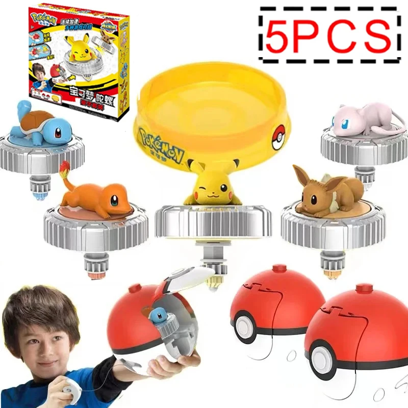 Pokemon Spinning Top Elf Ball Battle Gyro Arena Pikachu Charmander Squirtle Mew Eevee Monsters Action Figure Toy Children Gift