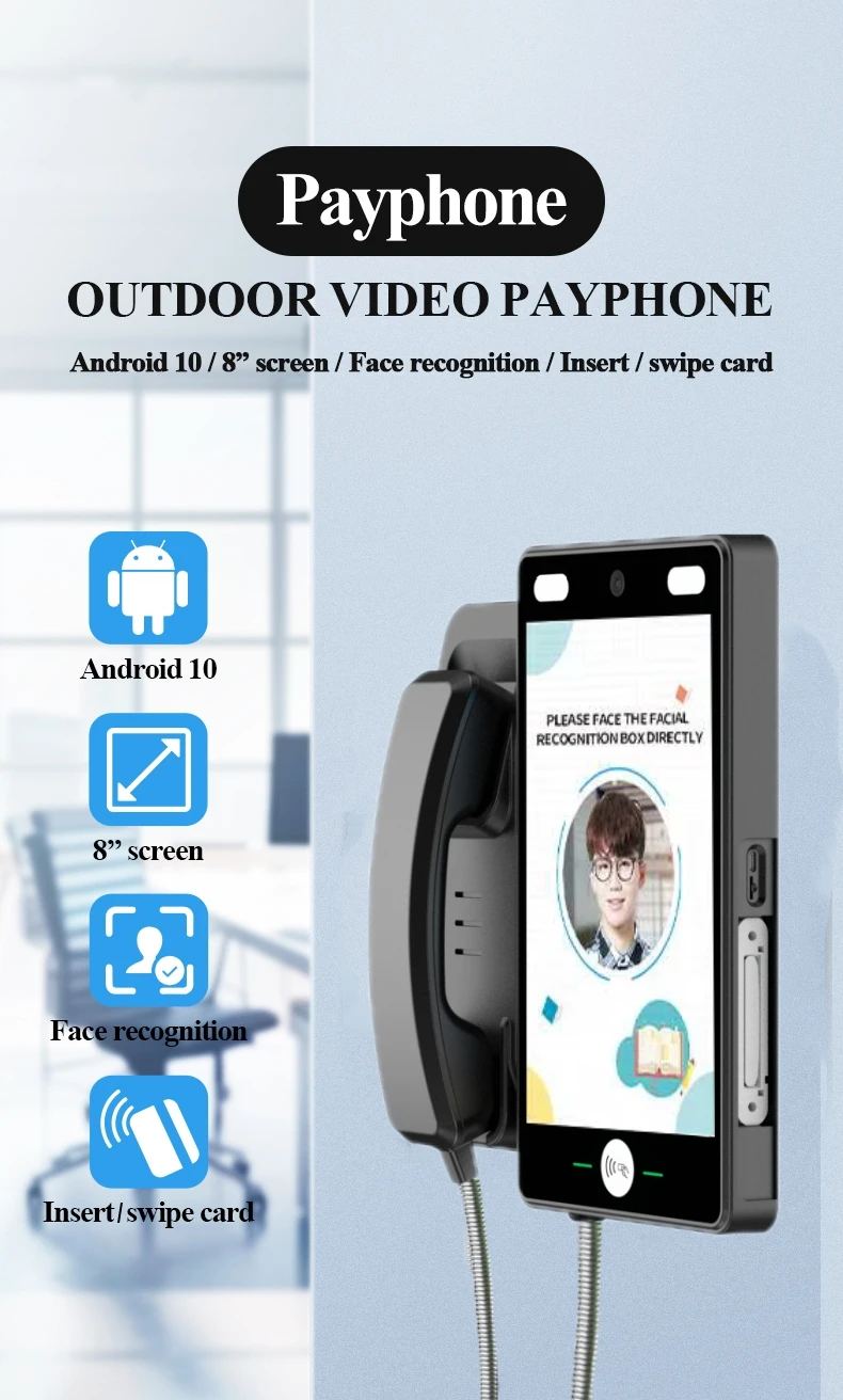 OEM ODM Industrial WiFi RJ45 for Jail School Android IC Card Face Recognition 4G VoLTE Call Video Telephone Public Payphone