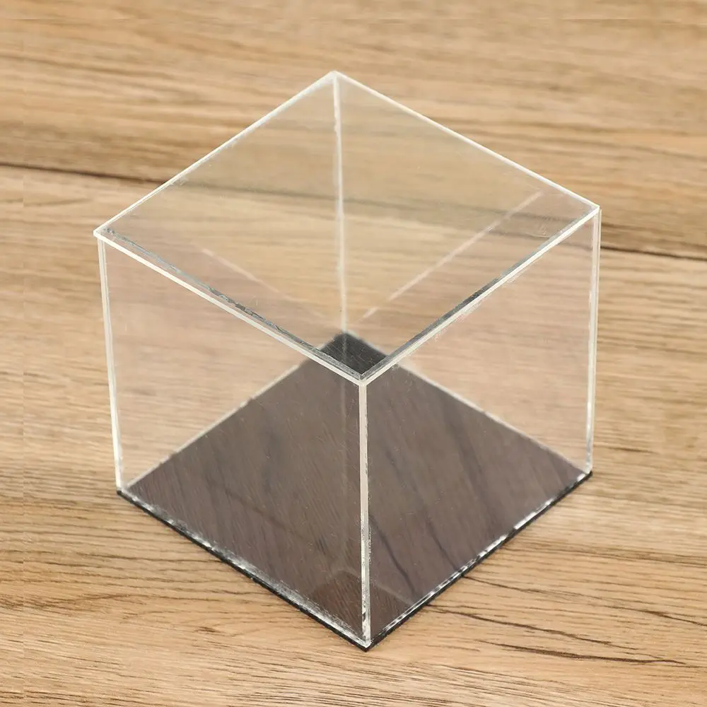 Clear Acrylic Display Case Black Base Dustproof Protection Model Toy Show Box Cabinet Figures Collectibles Storage Holder