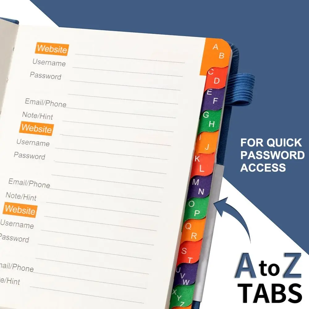 Alphabetical Tabs B6 Password Book PU Leather Cover 60Sheets Logbook Password Keeper Simple Internet Address Organizer