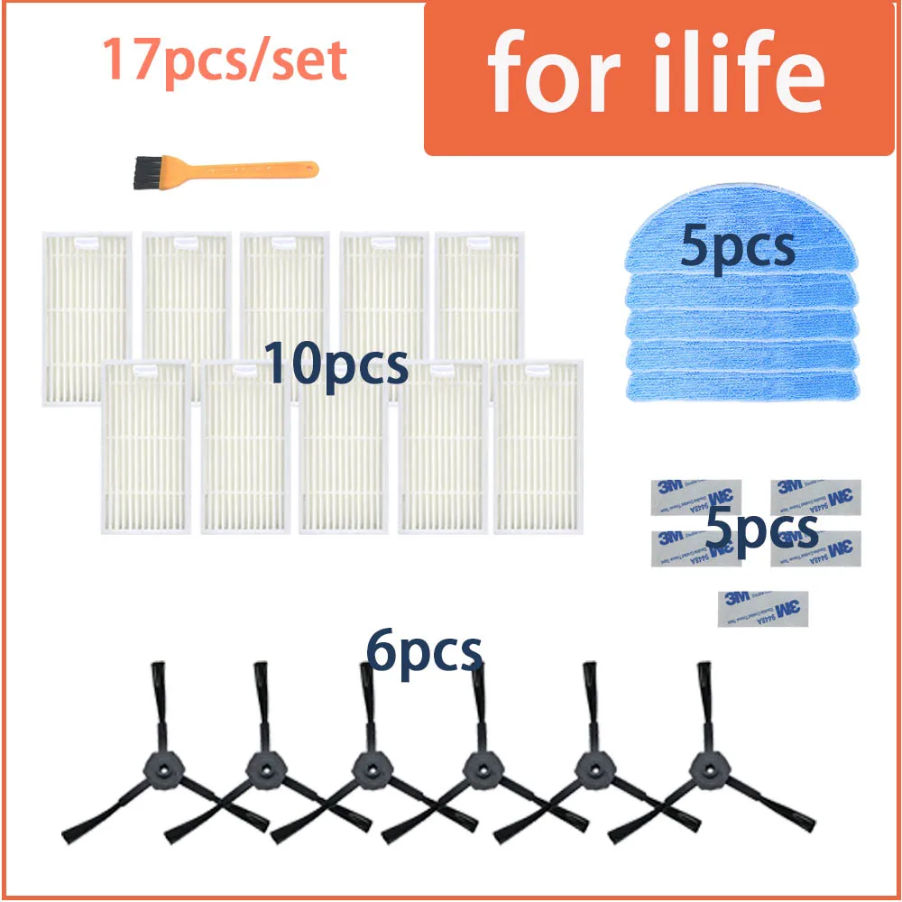 Für ilife v5 v5s v3 v3s v5pro v50 v55 x5 v5s pro staubsauger roboter reiniger teile seiten bürste primär staub filter mop hepa filter