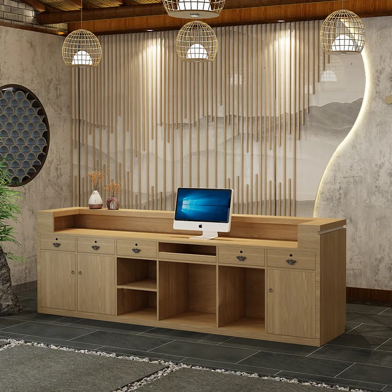 عدادات الخروج لصالونات التجميل الجديدة على الطراز الصيني للشركة مكتب الاستقبال عدادات الخروج أثاث خدمة الاستقبال Cajero JT40C