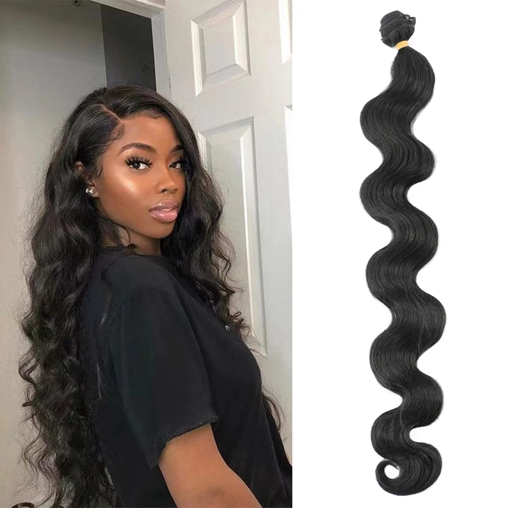 Belle Show Synthetic Body Wave Hair Bundles Heat Resistant Fiber Weave 26 Inch Long Synthetic Hair Weave Loose Deep Wave