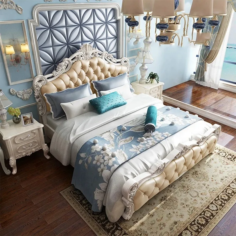 

Luxury European Double Bed Wood Highend Modern Twin Size Double Bed Floor Storage Design Lozko Sypialniane Home Furniture