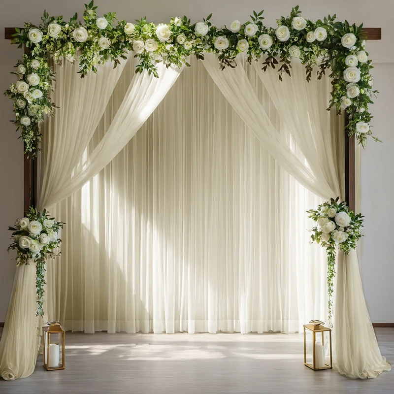 1 Pieces - Tulle Backdrop Curtains, Sheer Backdrop Curtains for Birthday Party Wedding Spring Party, Photography Backdrop